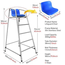 Lifeguard Pool High Chair with Sunshade, 304 Stainless Steel Safety Observation Ladder for Indoor/Outdoor Swimming (5.9'/70.8''/180cm)