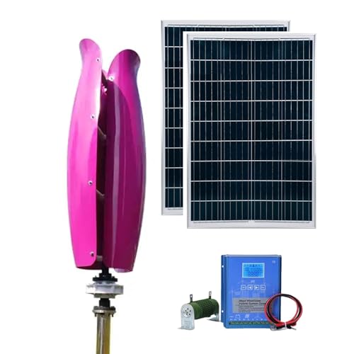 5KW Vertical Axis Wind Turbine Kit, 12V/24V/48V, Low Start-Up Wind Speed, Hybrid Wind And Solar Power System With Controller And Solar Panel, Breeze Start(Purple,48V)