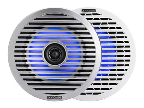 KICKER Marine Gauge-Style Source with 2 Pair 6.5" Thin-Mount LED Speakers Bundle