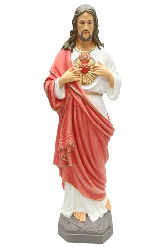 Vittoria Collection 39" Sacred Heart of Jesus Statue Sculpture Outdoor Garden Altar Home Decor Divine Catholic Religious Hand Painted