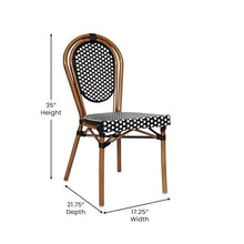Flash Furniture Lourdes Indoor/Outdoor Bistro Set - Tempered Glass Table & 4 Chairs - Black & White Rattan/Natural Frame