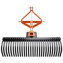 ActiveTrail 6 FT Landscape Rake for Tractors,3 Point Rake for Tractor Rock Rake with 37 Steel Tines and 360 Degree Rotation, Suitable for Category 1 and 2 Tractor,Orange