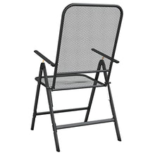 HKLGBVCR Folding Patio Chairs 4 Pcs, Iron Frame Outdoor Chairs with 7-Position Reclining Backrest, Expanded Metal Mesh Anthracite, Foldable Seating for Outdoor Space