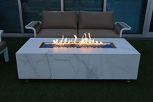 AMS Firepit | White Carrara Marble Porcelain Fire Table | Natural Gas 60’’ L x 28’’ W x 17’' H