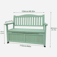 Meihkkud Outdoor Wooden Storage,Large Wooden Deck Box with Seat,2-Person Wooden Patio Bench, for Entryway, Backyard, Garden(124 * 62 * 88.2cm/48.8 * 24.4 * 31.7in,Blue)