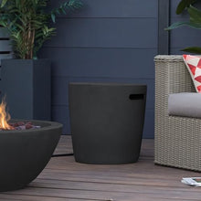 Real Flame Riverside Propane Round Tank Cover and Outdoor Side Table, Storage Hideaway Table for 20 lb Propane Tank for Gas Fire Pits, Lightweight, Weather Resistant - Shale