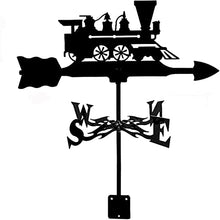 Weathervane Roof Weather Vane Black Weather Vane Wind Direction Indicator Kit Metal Bracket Weather Vane for Roof Garden Home Garden Sheds Fence Posts Pergola (Train)