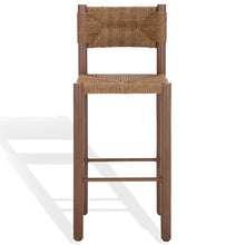 SAFAVIEH Couture Outdoor Patio Furniture Collection - Romona Tropical Bar Stool Set of 2, Brown Woven Rattan Design, 30-Inch, Fully Assembled (CPT4001B)
