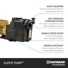 Hayward Super Pump InGround Pool Pump - 1 HP, Quieter Operation & Efficient