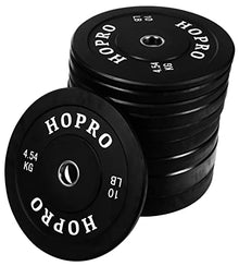 BalanceFrom HoPro Olympic Bumper Plate Weight Plate with Steel Hub, Pairs or Sets, Black Style #2