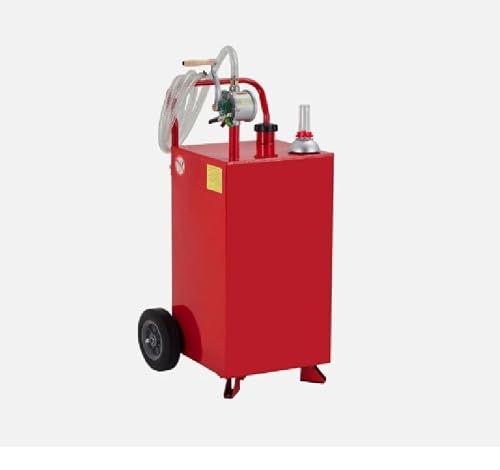 20 Gallon Red Gas Caddy Tank Gasoline Fluid Diesel w Rotary Pump and Hose NEW