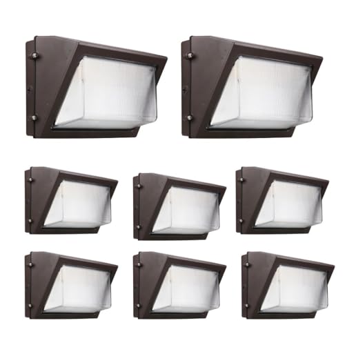 GREENLIGHTDEPOT LED Wall Packs Outdoor Lighting Photocell 80W Bronze - 8 Pack