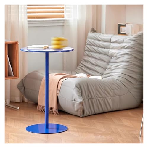 Failjierue Blue Round Bistro Table with Installation Kit - 36 Inch High Bar Counter Pedestal Dining Coffee Table for Pub, Club, Balcony & Outdoor | Easy Assembly(48x56cm)