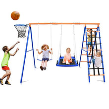 Kiriner 5-in-1 Heavy Duty Backyard Swing Set Orange & Blue