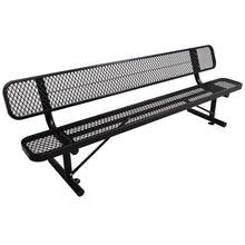 HIMcup 8FT Outdoor Metal Bench with Backrest & Portable Frame, Garden Patio Bench for 3-5 People, Park Benches for Outside Rust Proof, Commercial Heavy Duty Park Bench, Yard, Front Porch, School
