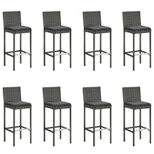 HGFDVCMR 9-Piece Garden Bar Set, Acacia Wood & Rattan, 8 Stools, Gray