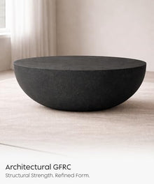 eldimer no.102 GFRC Concrete Coffee Table 43.3” - Handcrafted Round Modern Architectural Table, Weather Resistant, Indoor & Outdoor, 145 lbs Solid Cement Construction for Patio or Living Room