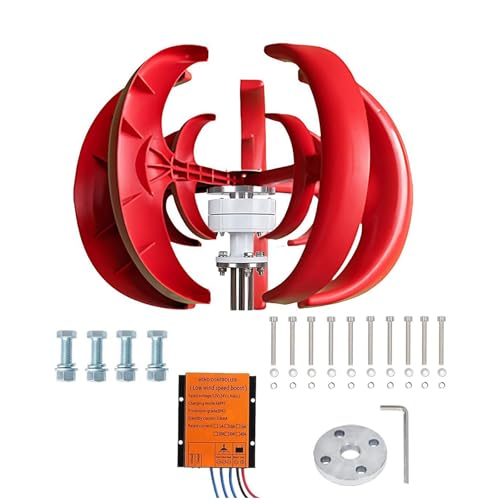 Windmill Generator for Solar Hybrid System 100W 300W 500W, 12V 24V 48V Vertical Wind Turbine with Controller, Low Noise for Home, Night Power for Farm and Surveillance(24V,500W)