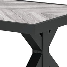 Benjara BM315959 Tira 48 Inch Outdoor Coffee Table, Tile Top, Light Finish, Black and Gray