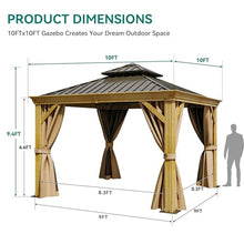 YITAHOME 10x10ft Hardtop Gazebo with Nettings & Curtains, Brown