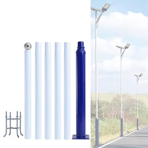 SDdPulse Outdoor Street Light Pole, Heavy Duty Metal Lamp Post with Mounting Rebar, Solar Pole Lights Outside for Parking Lots, Courtyards, Streets, Backyards,6m/20ft