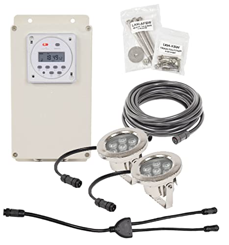 EasyPro Pond Products AquaShine 11 Watt Warm White LED Fountain Lights with Timer & Remote Control