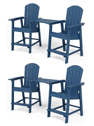 YEFU Tall Adirondack Chairs Set of 4, Oversize Balcony Adirondack Chair Set