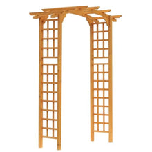 Wooden Garden Arbor Arch with Trellis Wall and Ground Stakes for Growing Flowers, Plants, Outdoor Archway with Pergola Style and Solid Wood Frame for Backyard, Garden