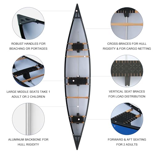 Paddle Voyage 15.94ft Family Fishing Canoe Kayak Blue