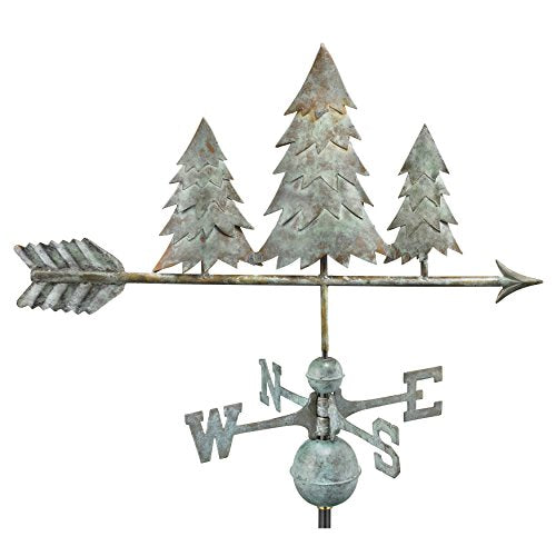 Good Directions Patina Copper Pine Trees Weathervane – Decorative Rooftop Accent for Barns, Homes, Sheds, and Cupolas – Durable & Handcrafted