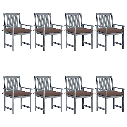 AJSEOYBS Patio Chairs with Cushions, Oversized Wooden Rocking Chair,Bistro Stacking Chair Suitable for Backyard, Porch, Balcony, Poolside, Garden8 Pcs Solid Acacia Wood Gray