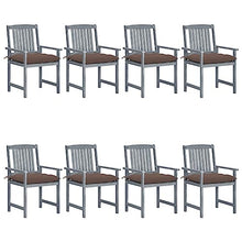 AJSEOYBS Patio Chairs with Cushions, Oversized Wooden Rocking Chair,Bistro Stacking Chair Suitable for Backyard, Porch, Balcony, Poolside, Garden8 Pcs Solid Acacia Wood Gray