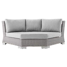 Conway Sunbrella® Outdoor Patio Wicker Rattan Round Corner Chair in Light Gray Gray