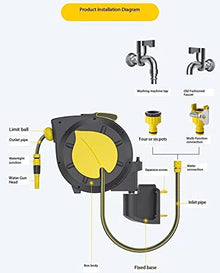 Hose Reel, Wall Mounted Automatic Storage Hose Cart, 180° Rotating Bracket, Suitable For Patio Garden Watering (17m)