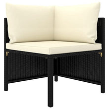 Kaorsrow 3 Piece Outdoor Lounge Set, PE Rattan Sectional Couch & Ottoman with Cream Cushions, 23.6 x 23.6 x 12.6 in Modern Patio Furniture Set for Garden Balcony Backyard