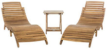 SAFAVIEH Outdoor Pacifica Wood Chaise Lounge Set of 3, PAT7020C