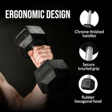 Mayhem Strength Rubber Hex Dumbbells 210lb Set Black