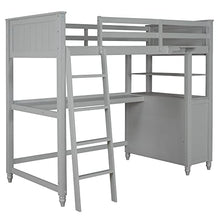 Harper & Bright Designs Twin Loft Bed with Desk and Storage Gray