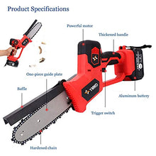 JKSVTF Mini Chainsaw, 8 Inch Cordless Portable Electric Chainsaw, 1280W 21V Rechargeable Battery Operated One-Hand Portable Garden Saw for Tree Branch Wood Cutting (Black 1 Battery)