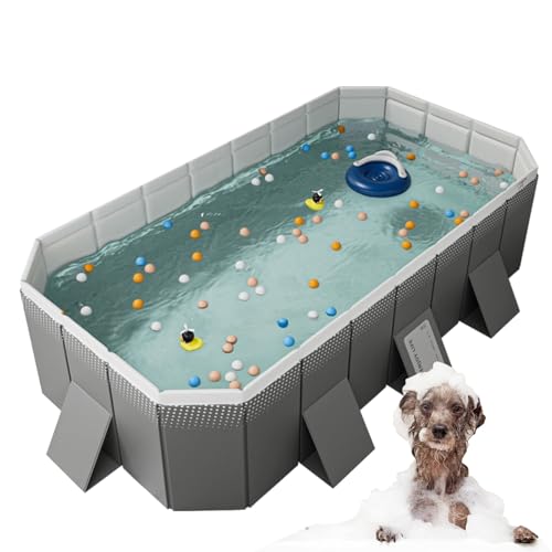 CHSUFBTY Portable Foldable Swimming Pool - Easy Install, Space-Saving, Double Drain - 2.6m Versatile Outdoor/Indoor Tub(Gere Grey,102.3 * 64.9 * 21.6in)