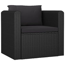 VGLQNRPT 10-Piece PE Rattan Patio Lounge Set, Modular Outdoor Garden Furniture with Tempered Glass Coffee Table, Black