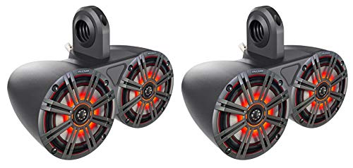 KICKER Dual 43KM654LCW 6.5" 780W Marine Wakeboard Tower Speakers with LEDs White
