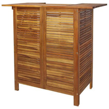 5 Piece Patio Bar Set Solid Acacia Wood with 2 Shelves and Footrests