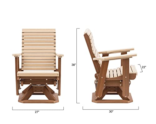 EcOasis Anchor Bay Amish Crafted Poly Outdoor Swivel Glider Birchwood on Antique Mahogany