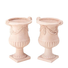 Christopher Knight Home Gary MGO Round Planters Set of 2, Outdoor Flower Pots with Floral Relief Carvings, Classical Garden Urn with Drainage Hole, Patio Urn Planters for Garden, Terracotta