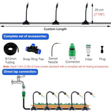 360 Flexible Misting Cooling System for Garden Irrigation, Raised Bed Watering Kit for Plant/Flower/Greenhouses, Adjustable Chicken Coop Misting Set