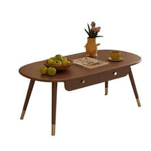 Side End Table Solid Wood Oval Coffee Table for Small Living Rooms, Modern Luxury Design, Compact Tea Table for Home or Balcony, Minimalist Style Accent Coffee Table for Living Room Bedroom Office