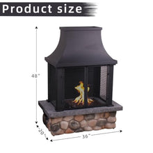 Afterglow Outdoor Propane Fire Pit Table for Patio Garden Backyard Outside Porch, Rectangle Rustic Stacked Stone Firepit Table with Top, Cover & Lava Rocks, 40000 BTU, CSA Certificated, 36"x20"x48"H