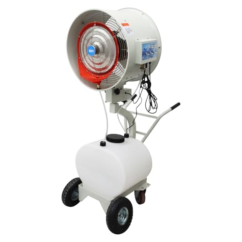 Banfluxion Industrial Spray Electric Fan High Velocity Misting Fan with Oscillation Humidification and Watering Cooling System, 110V, Air Flow：560m³/min