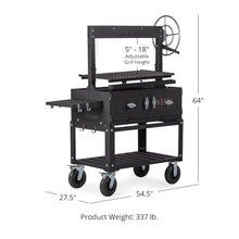 Ash & Ember Santa Maria Grill, Wood & Charcoal Argentine Grill, Hand Wheel for Adjustable Heat Control, BBQ Grill with V-Grates & Grease Trap, Argentinian Grills with Bottom & Side Shelf
